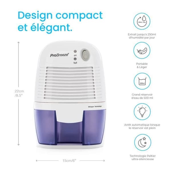 Pro Breeze Mini luftavfuktare - Kompakt och energieffektiv - 500ml