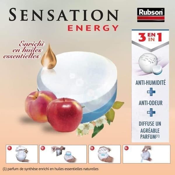 RUBSON Refill SENSATION 3-i-1 Aroma Energi Frugt Pakke med 2 refills