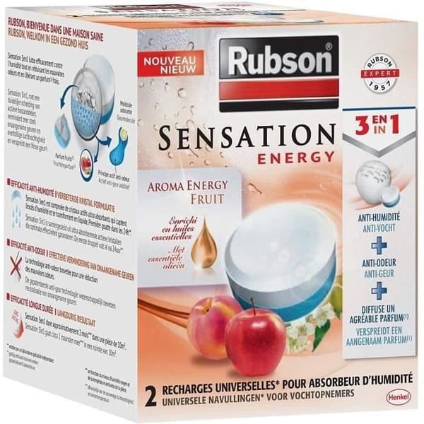 RUBSON Refill SENSATION 3-i-1 Aroma Energi Frugt Pakke med 2 refills