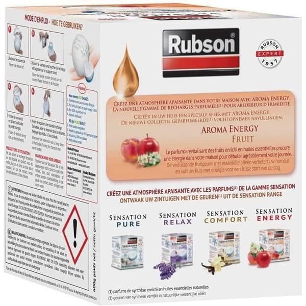 RUBSON Refill SENSATION 3-i-1 Aroma Energi Frugt Pakke med 2 refills