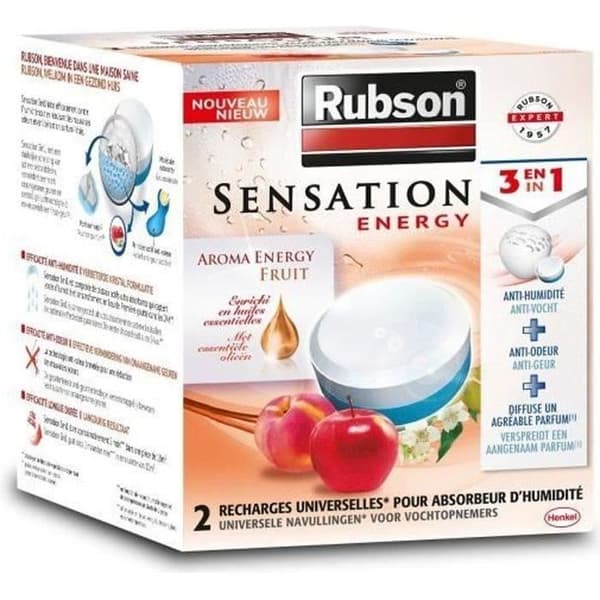 RUBSON Refill SENSATION 3-i-1 Aroma Energi Frugt Pakke med 2 refills