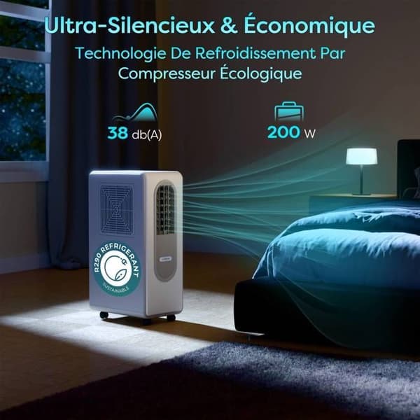 CIARRA Bärbar Klimatanläggning utan Utsläpp 1800BTU 3 i 1 Avfuktare Fläkt Taktil Knapp + Fjärrkontroll CBPAC59-W