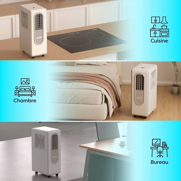 CIARRA Bärbar Klimatanläggning utan Utsläpp 1800BTU 3 i 1 Avfuktare Fläkt Taktil Knapp + Fjärrkontroll CBPAC59-W
