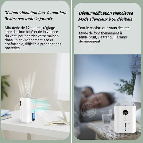 INN Avfuktare 21x15x26cm 1500ml med LCD-skärm, 4 timer, intelligent detektion, transparent vattentank, mångsidig