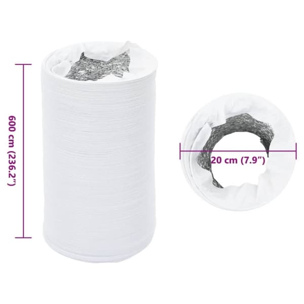 vidaXL Ventilasjonsslange aluminium og PVC 6 m Ø20 cm