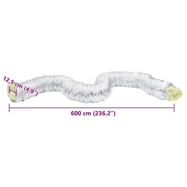 vidaXL Ventilationskanal isolerad aluminium 6 m Ø12,5 cm