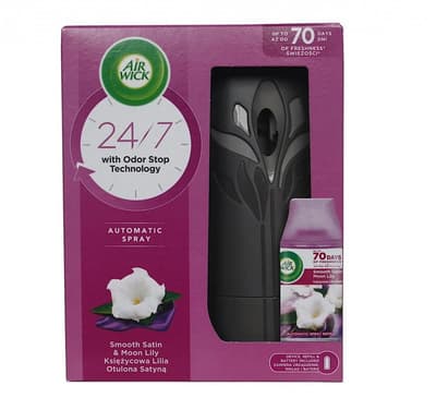 AIR WICK_SET Freshmatic dyfuzor + bateria AA 2szt + wkład Księżycowa Lilia Otulona Satyną 250ml