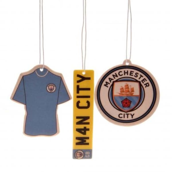 Manchester City FC Hanging Car Air Freshener (Pack of 3) Sky Blue/Yellow/White One Size