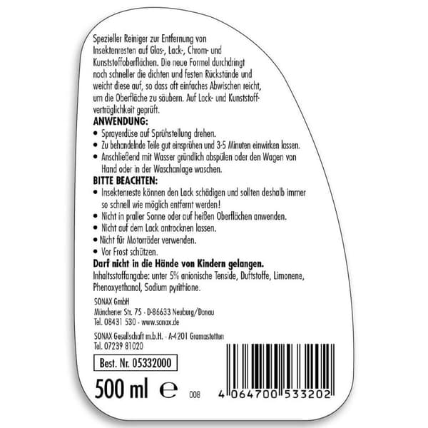 Insekt Cleaner Sonax SX05332000 500 ml