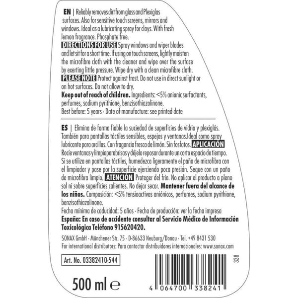 Glassvasker med atimosør Sonax SX03382410 500 ml