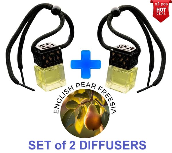 ENGLISH PEAR & FREESIA  SET of 2 BOTTLES Car Air Freshener Inspired Oil Diffuser