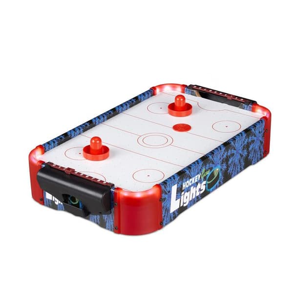 Relaxdays Bordspel air-hockey, LED-belysning, med fläkt, tillbehör ingår, hockey, multicolor