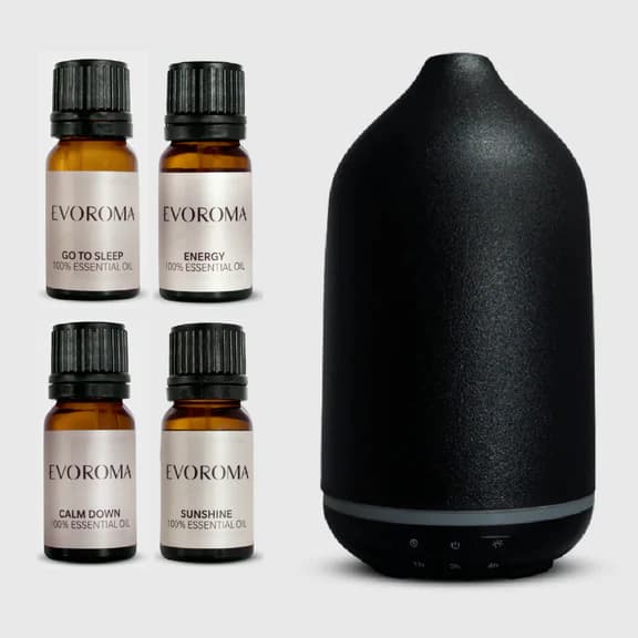 Diffuser + 4 funktionsoljor, Svart