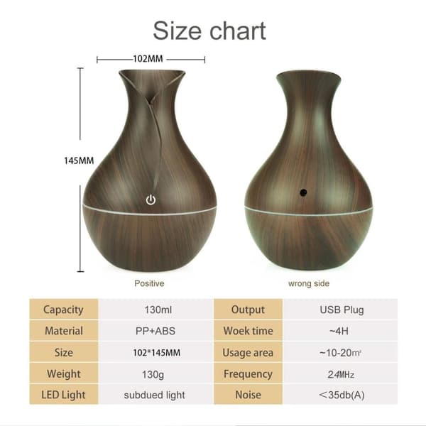 130 ml luftfuktare för hemmet med 7 färger LED-ljus, spridare för eterisk olja