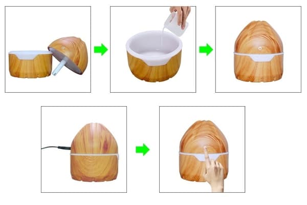 Luftfuktare i trädesign, Aroma diffuser, Ljust trä