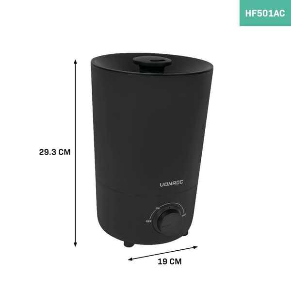 VONROC Ultrasonic Luftfuktare – 2,6L – Tyst, Effektiv och Med 360° Roterbart Munstycke