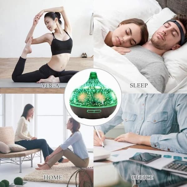Essential Oil Diffuser 400ML, 3D glas luftfuktare Ultrasonic Aroma Diffuser 7 färg LED för hemmet