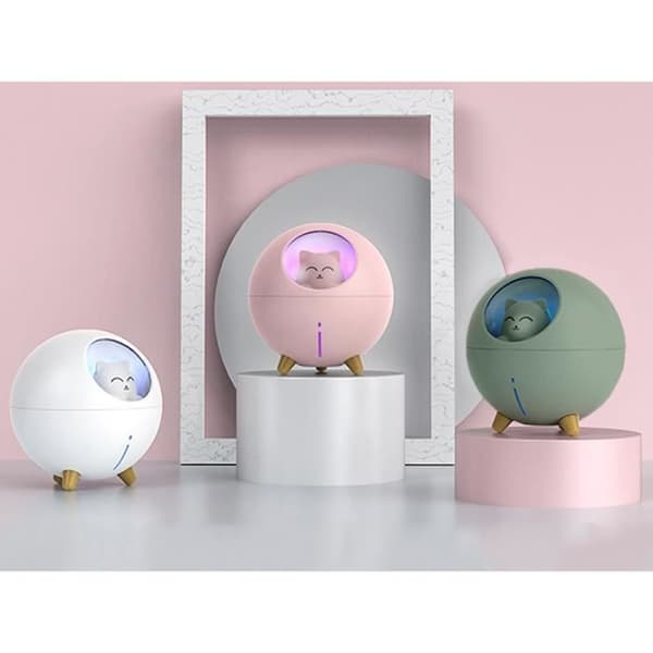 Nattljusfuktare - TECHKIDS - Planet Cat Model - Rosa - 220 mL - Ultra tyst