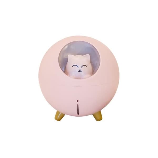 Nattljusfuktare - TECHKIDS - Planet Cat Model - Rosa - 220 mL - Ultra tyst