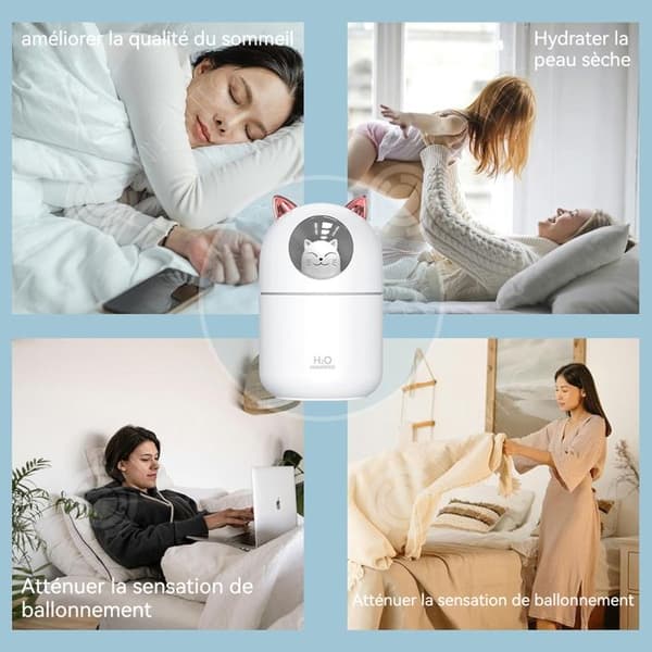 INN Luftfuktare 300 ml USB med 2 spraylägen Nattljus Mute eterisk oljespridare för bilchaufför