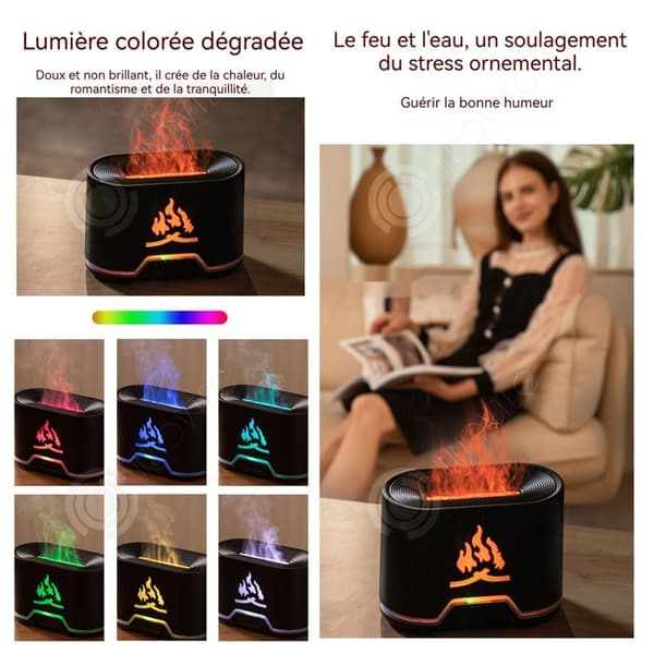 INN Luftfuktare 300ml Simulerad Flam Aromaterapi Maskin Timer 2 Timing Modes Färgglada Gradient Lights