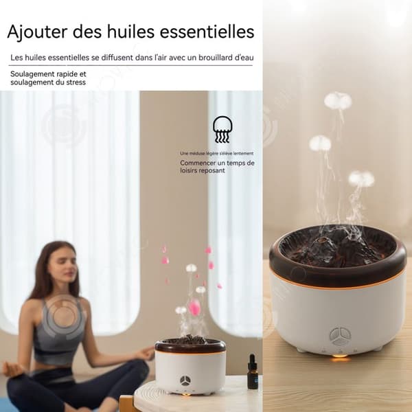 INN luftfuktare 500 ml vulkanformad luftfuktare med 2 lampor och 2 spraylägen fjärrkontroll Aroma Diffuser