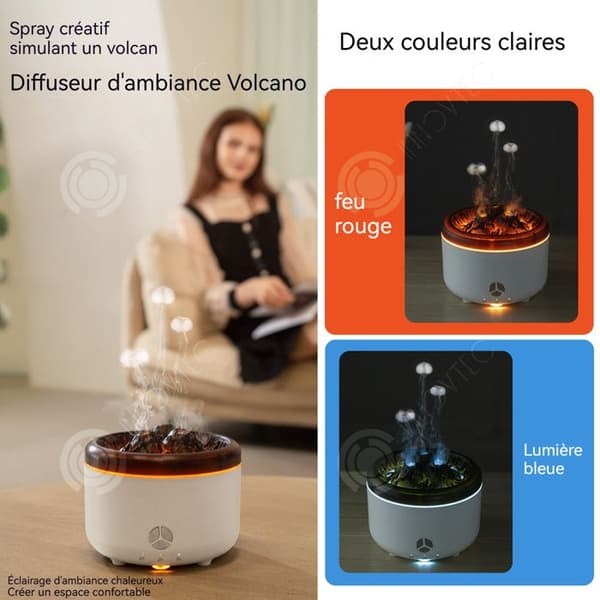 INN luftfuktare 500 ml vulkanformad luftfuktare med 2 lampor och 2 spraylägen fjärrkontroll Aroma Diffuser