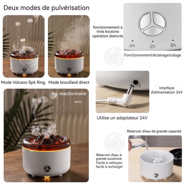 INN luftfuktare 500 ml vulkanformad luftfuktare med 2 lampor och 2 spraylägen fjärrkontroll Aroma Diffuser