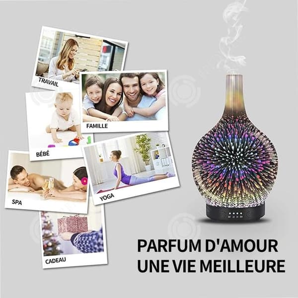 INN Luftfuktare 12,95x12,95x22,86cm Nattljus 7 färger Timerinställning Aroma Lampa 3D Fireworks Aroma Diffuser