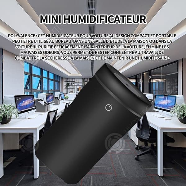 INN Luftfuktare USB mini luftfuktare 5w 5V/1A tyst design liten enhet dimutgång 8 ml/h dimma 7x7x13cm svart