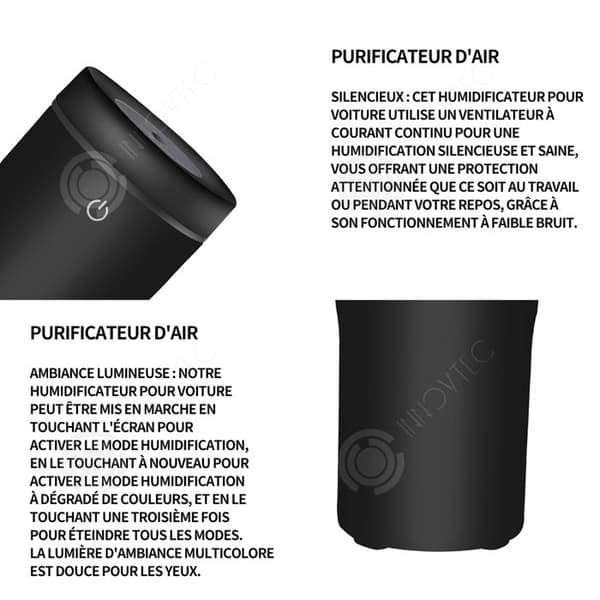 INN Luftfuktare USB mini luftfuktare 5w 5V/1A tyst design liten enhet dimutgång 8 ml/h dimma 7x7x13cm svart