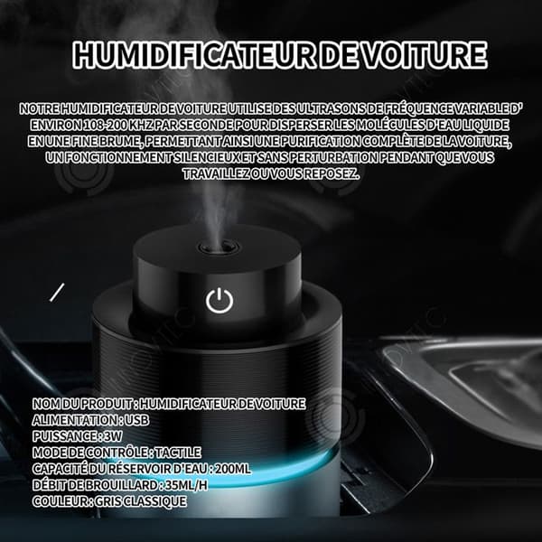 INN Luftfuktare USB mini luftfuktare 3w tyst design vattentank kapacitet 200ml dimma 70x148mm klassisk grå
