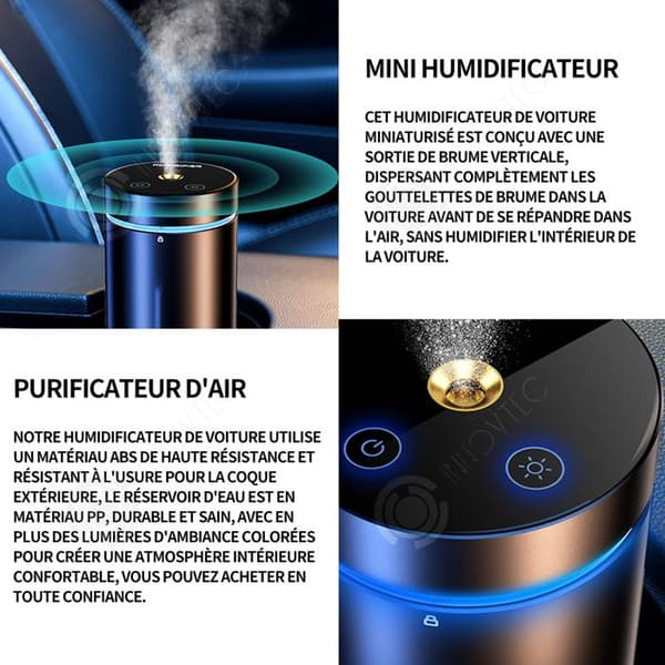 INN Smart billuftfuktare 3w Tyst Design 300ml vattentank Uppladdningsbart litiumbatteri Blå
