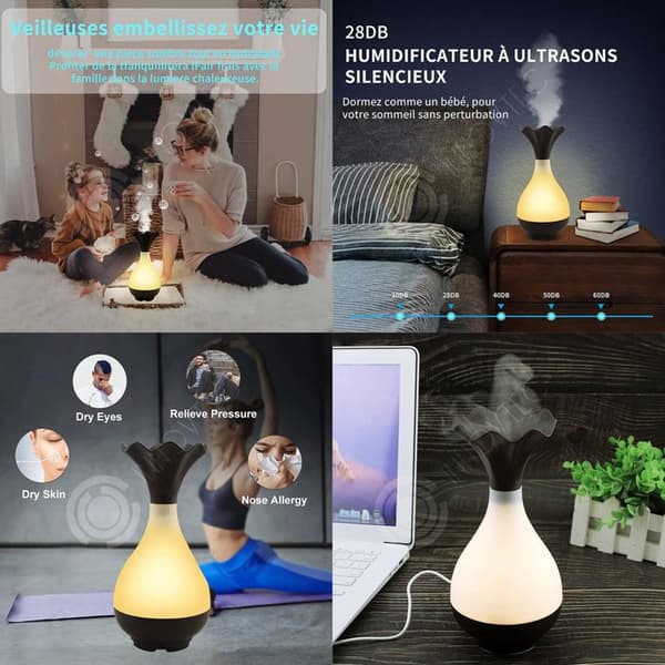 INN Luftfuktare 100ml eterisk oljespridare Ultraljud Elektrisk tyst luftfuktare Nattljus för hemmet