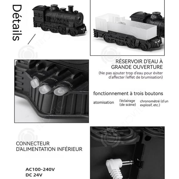INN Luftfuktare Creative Train Shape Retro Aromaterapi Maskin Luftfuktare med 2 hastigheter Timing och fjärrkontroll