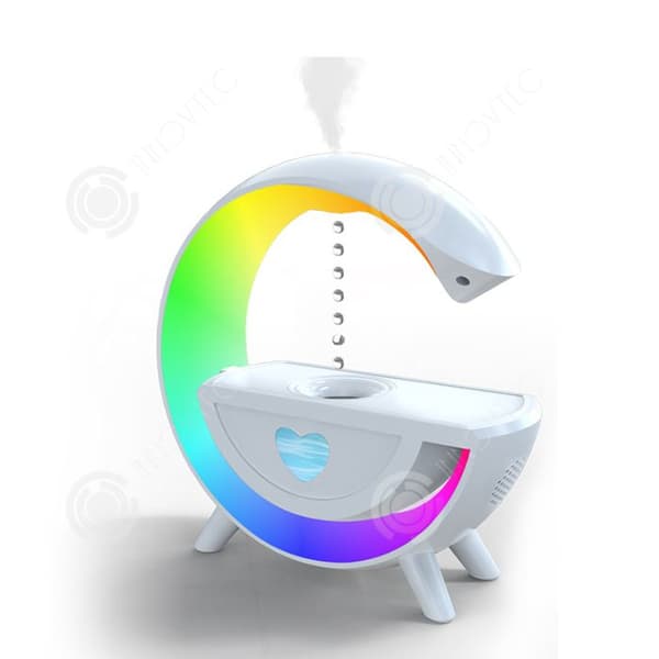 INN Luftfuktare 23,5x23,8x8cm 500ml 36db USB-laddning bluetooth 5,3 rund aromspridare bluetoo högtalarfunktion