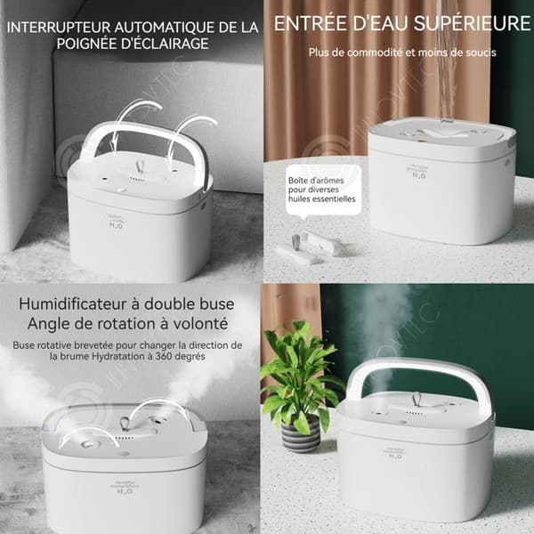 INN Sovrumsluftfuktare 18x14x12cm USB Nattljus 2 Spraylägen Dubbla munstycken Aroma Diffuser Oil Diffuser