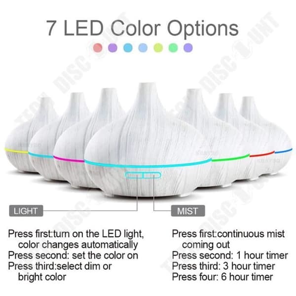 TD® Wood Grain Aroma Diffuser, Lågbrus, Ultraljud, Eterisk Oil Atomizer, Luftfuktare, 300ML