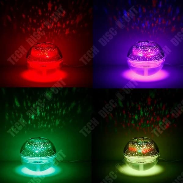 TD® Diffuser, Luftfuktare - Crystal Night Light Projector WT-A99 2W - 500 ml DC 5V - Tyst