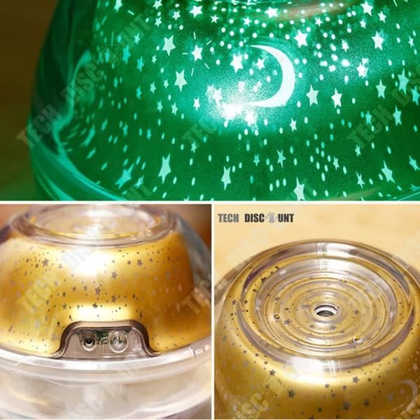 TD® Diffuser, Luftfuktare - Crystal Night Light Projector WT-A99 2W - 500 ml DC 5V - Tyst