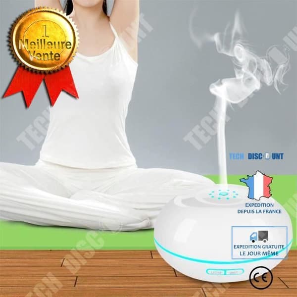 TD® HUMIDIFIERY 500ml ultraljudsluftfuktare Purifier LED eterisk olja Diffuser 7 färger zen dekoration
