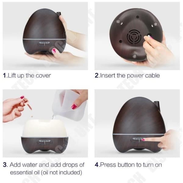 TD® stor kapacitet träkorn aromaterapi maskin kan fjärrkontroll mute aromaterapi diffusor