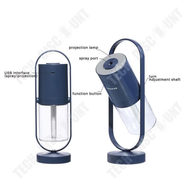 TD® luftfuktare usb projektionslampa 360 graders rotation hemmakontor mini mute atomization aromaterapi bärbar bil