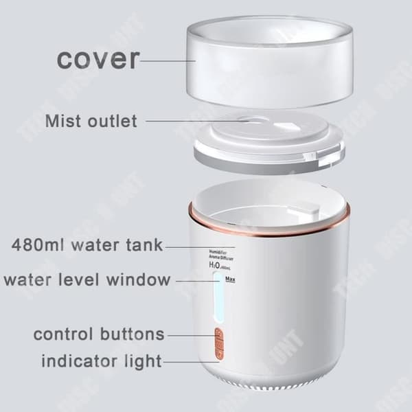 TD® Dubbel Spray Luftfuktare USB Atomizer Hemmakontor Mute Fuktighetsinstrument Färgrik Atmosphere Lamp Ar Diffuser