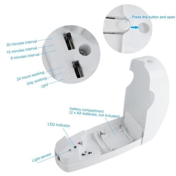 BOYOU Hem Väggmonterad Automatisk Justerbar Luftfräschare Parfym Aerosol Spray Dispenser