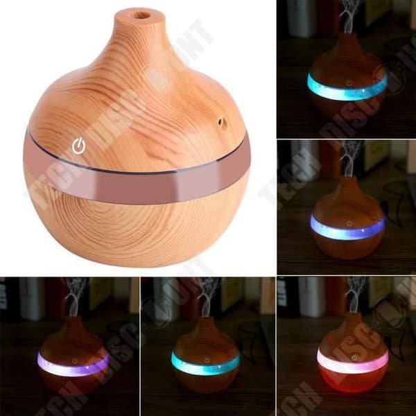 TD® USB Luftfuktare Renande oljespridare Träkorn Färgglad LED 300ml/aroma Diffuser eteriska oljor