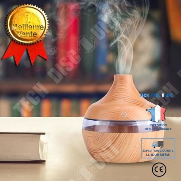 TD® USB Luftfuktare Renande oljespridare Träkorn Färgglad LED 300ml/aroma Diffuser eteriska oljor