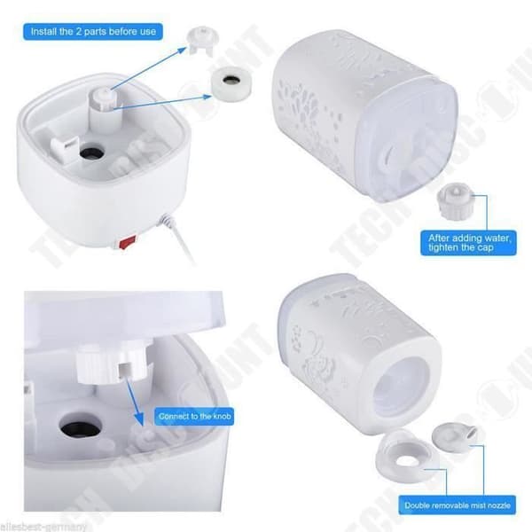 TD® 1,5L luftfuktare Diffusor Färg Lampa Väckarklocka Över 10 timmar Diffusionsstopp Automatisk ljusspridare