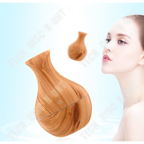 TD® Aroma Diffuser Small Wood Grain Vase USB Colorful Lamp Desktop Fuktare Djup Wood Grain Vase Humidificat