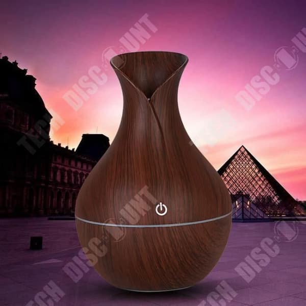 TD® Wood Grain Vase Luftfuktare, aromaterapimaskin, bilkontor och hem - luftspridare för eterisk olja